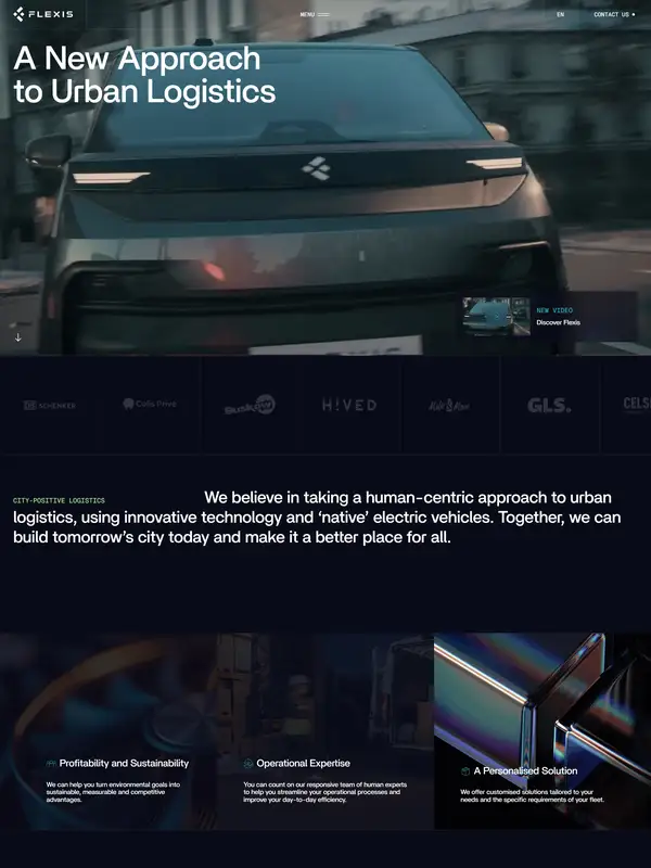 Лендинг Flexis, тематика — Логистика, цвета — Черный, стиль — Корпоративный, Минимализм, типографика — Без засечек