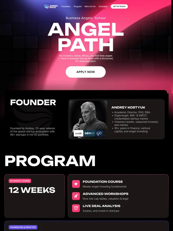 Лендинг Angel Path, тематика — Бизнес и профессиональные услуги, цвета — Белый, Черный, стиль — Корпоративный, Карточный, типографика — Без засечек, Декоративные
