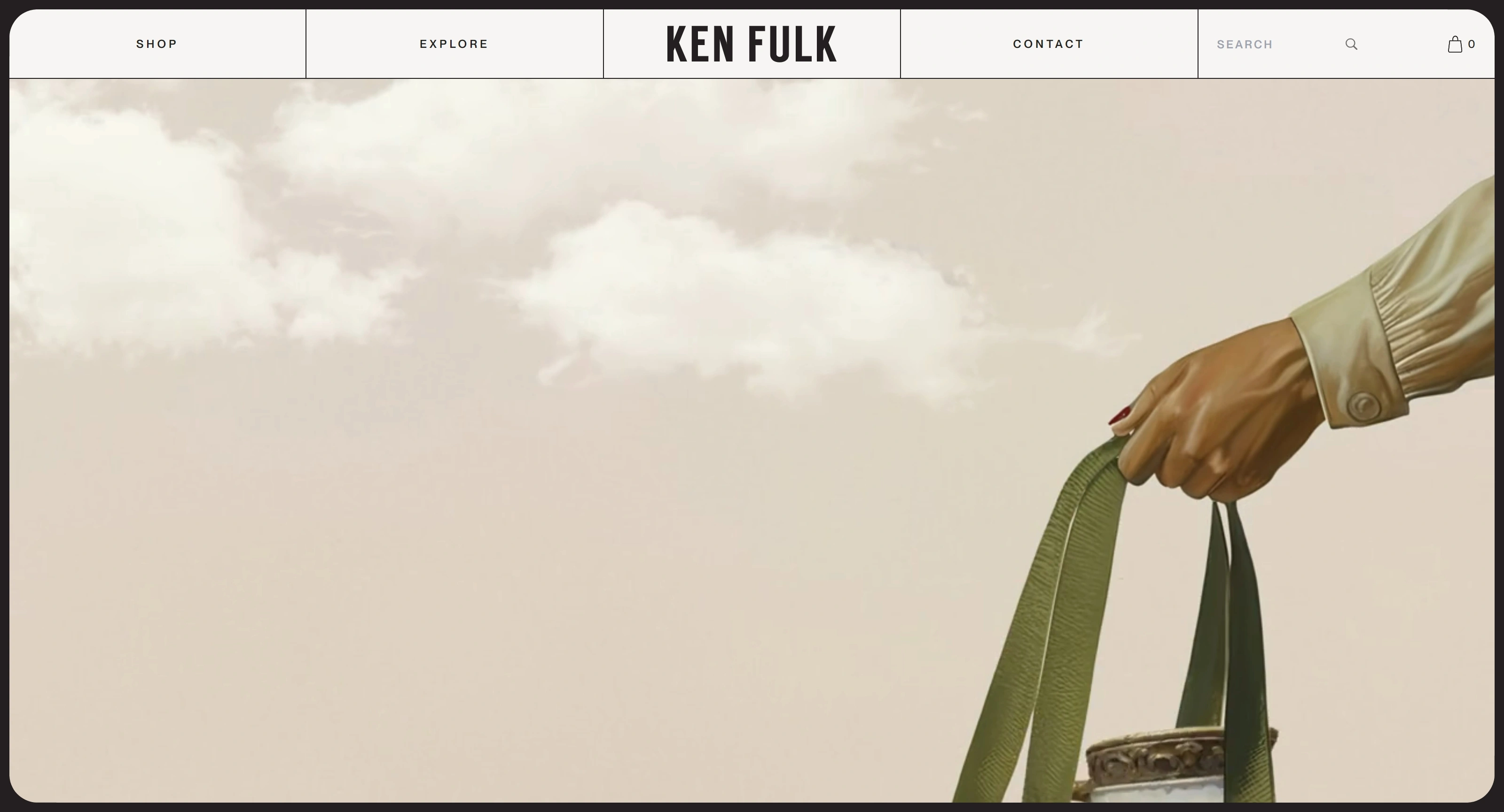 Ken Fulk Секция «Первый экран» с сайта https://www.kenfulk.com/, тематика — Другое, цвета — Белый, Серый, стиль — Минимализм, типографика — Без засечек