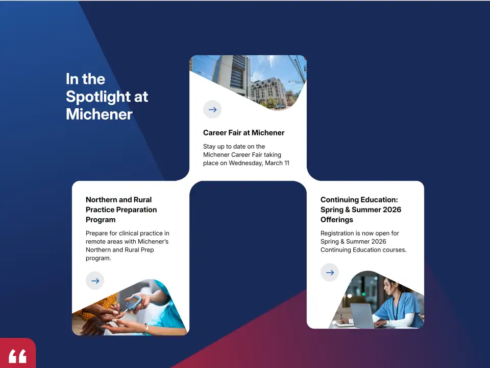 Секция «Новости» с сайта https://michener.ca/, тематика — Здоровье и фитнес, цвета — Белый, Черный, Серый, стиль — Корпоративный, Карточный, типографика — Без засечек