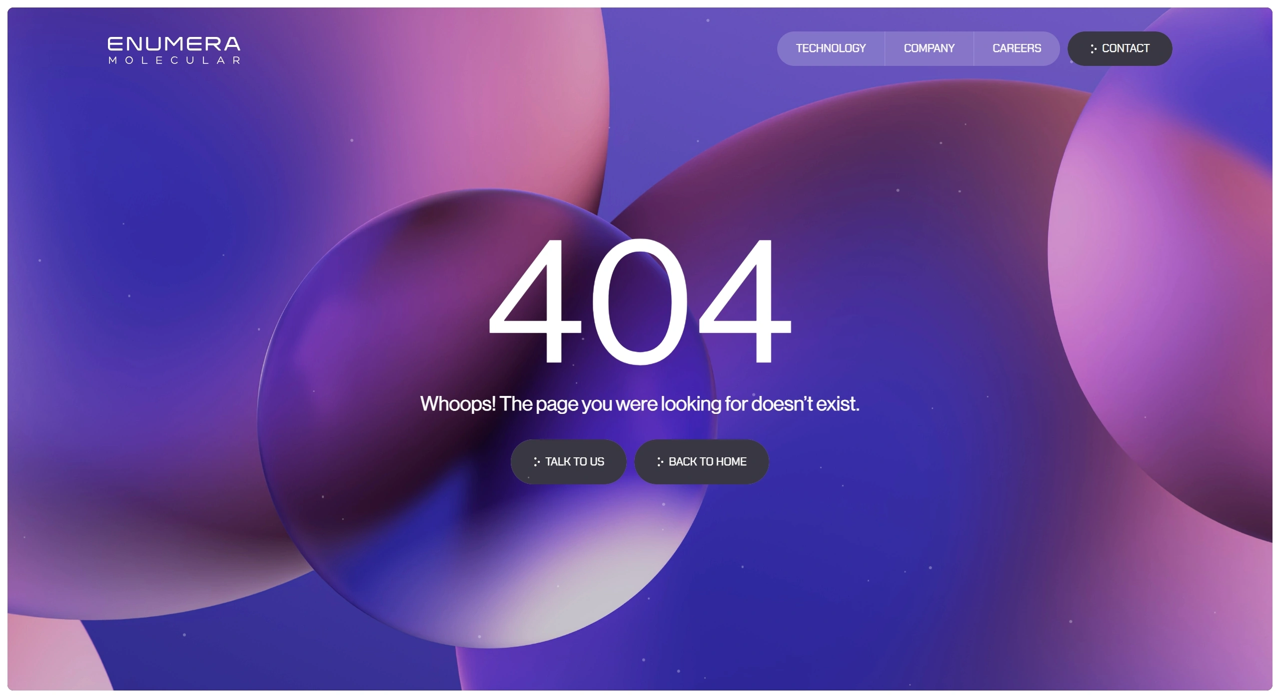 Enumera Molecular 404-страница Enumera Molecular, тематика — Другое, цвета — Серый, Синий, Фиолетовый, стиль — Корпоративный, Минимализм, типографика — Без засечек, Декоративные