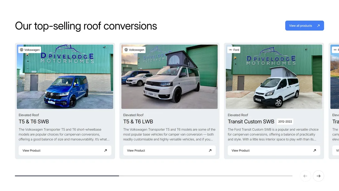 Секция «О продукте» с сайта https://www.drivelodge.co.uk/, тематика — Путешествия и туризм, Производство, цвета — Белый, Серый, стиль — Корпоративный, типографика — Без засечек