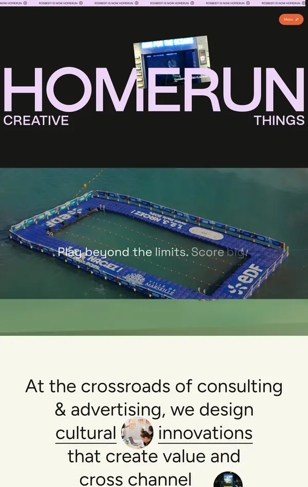 Главная HOMERUN, тематика — Агентство , цвета — Белый, Черный, Серый, стиль — Фестивальный, Типографика, типографика — Без засечек, Декоративные