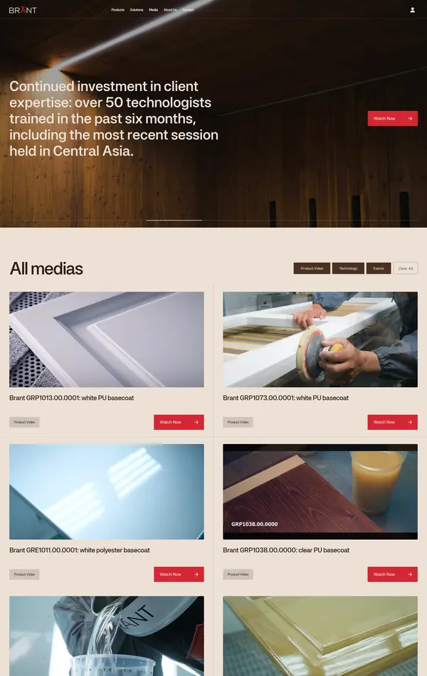 Блог BRANT, тематика — Производство, цвета — Белый, Черный, Серый, стиль — Корпоративный, типографика — Без засечек