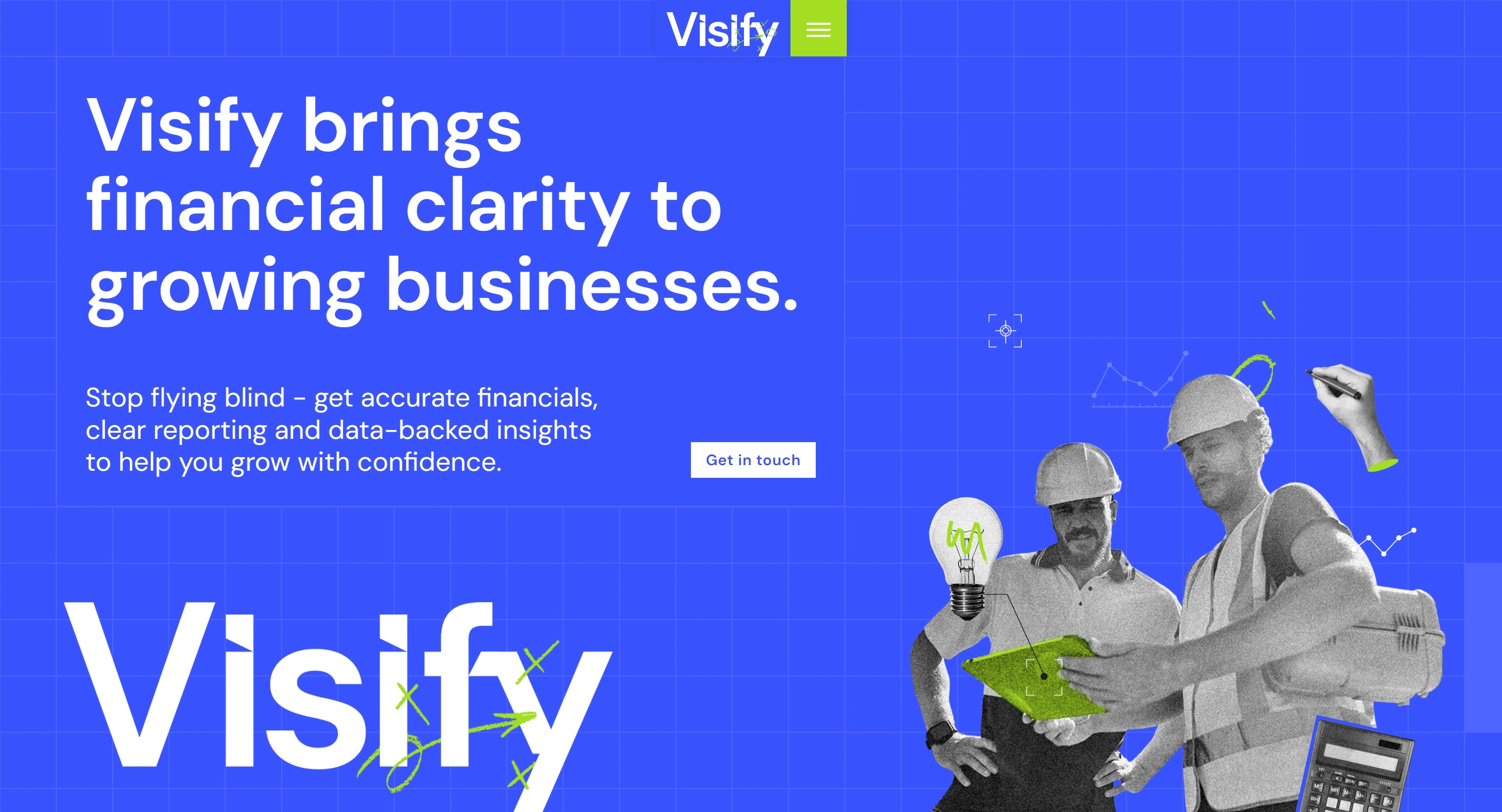 Visify Секция «Первый экран» с сайта https://visify.au/, тематика — Бизнес и профессиональные услуги, цвета — Серый, Синий, Фиолетовый, стиль — Плоский, Корпоративный, типографика — Без засечек, Декоративные