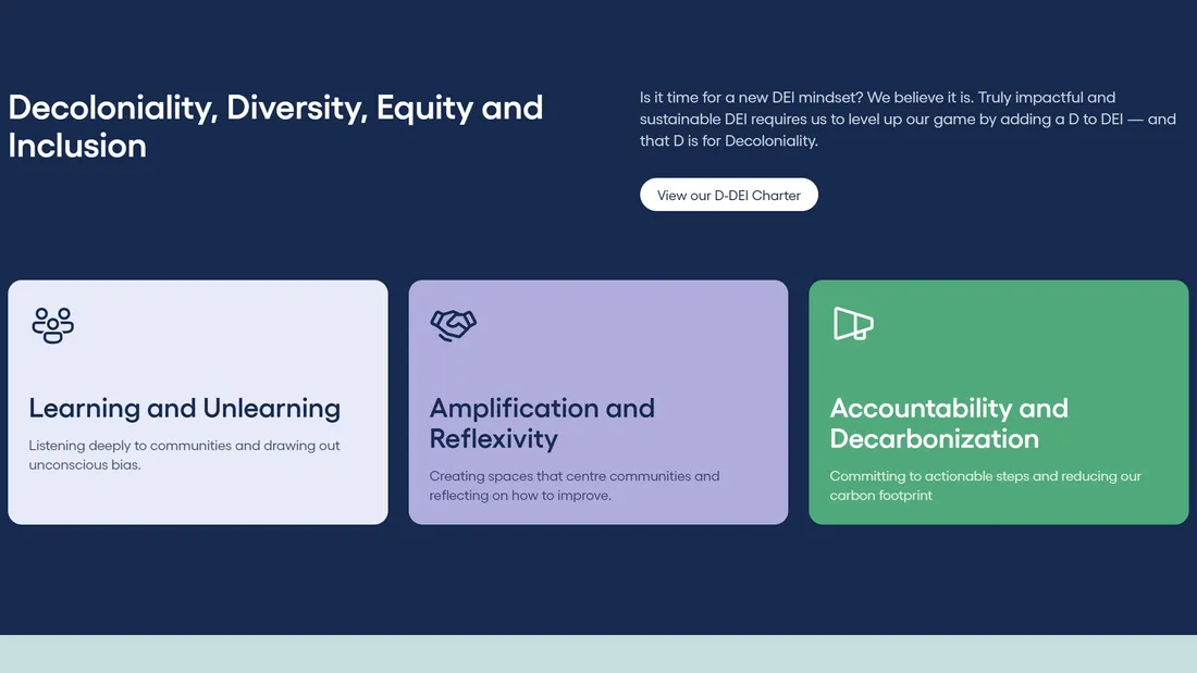 Секция «О компании» с сайта https://www.seechangeinitiative.org/, тематика — Некоммерческая деятельность, цвета — Белый, Черный, Серый, стиль — Корпоративный, Минимализм, типографика — Без засечек