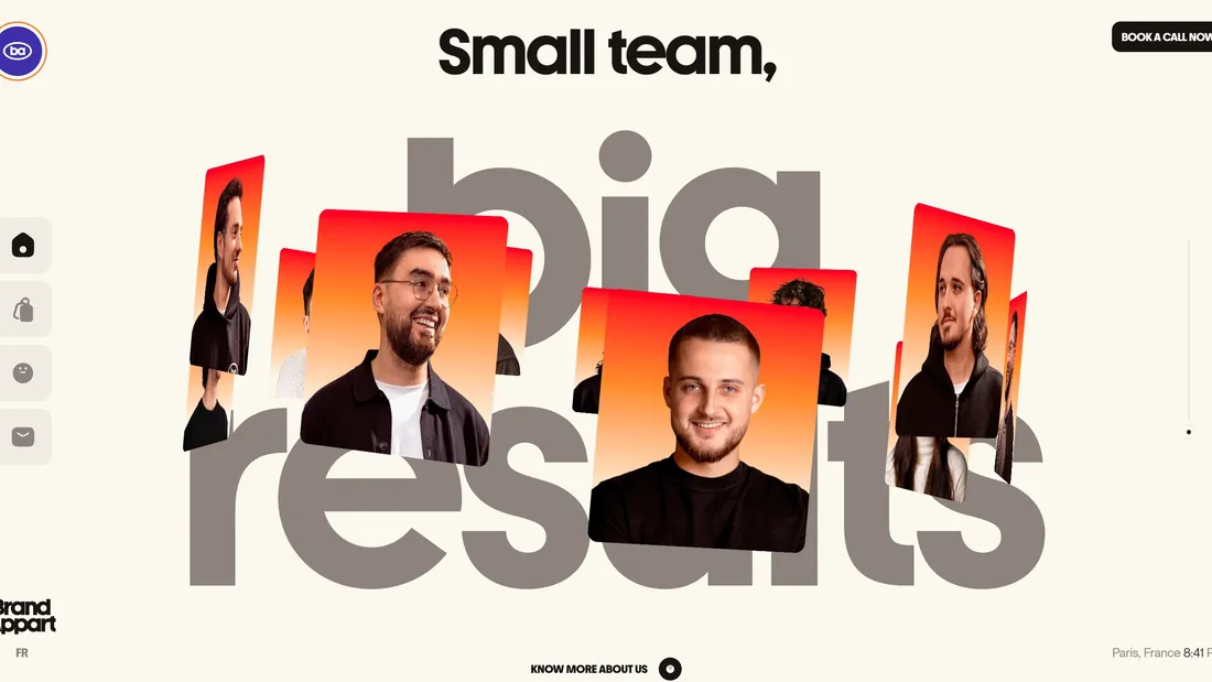 Секция «Команда» с сайта https://www.brandappart.com/, тематика — Агентство , цвета — Белый, Серый, стиль — Типографика, типографика — Без засечек