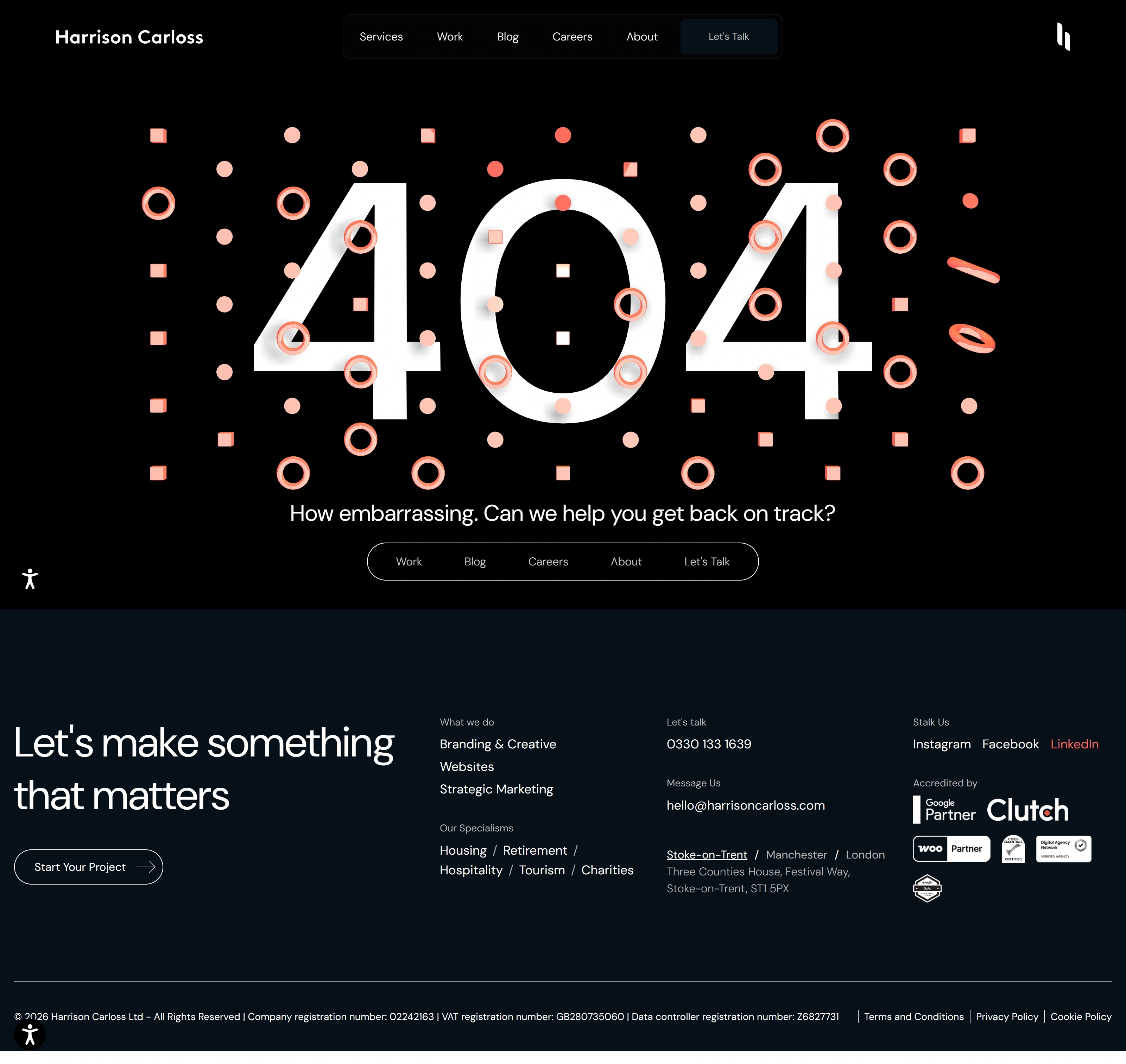 Harrison Carlos 404-страница Harrison Carlos, тематика — Другое, цвета — Черный, стиль — Корпоративный, Минимализм, типографика — Без засечек, Декоративные