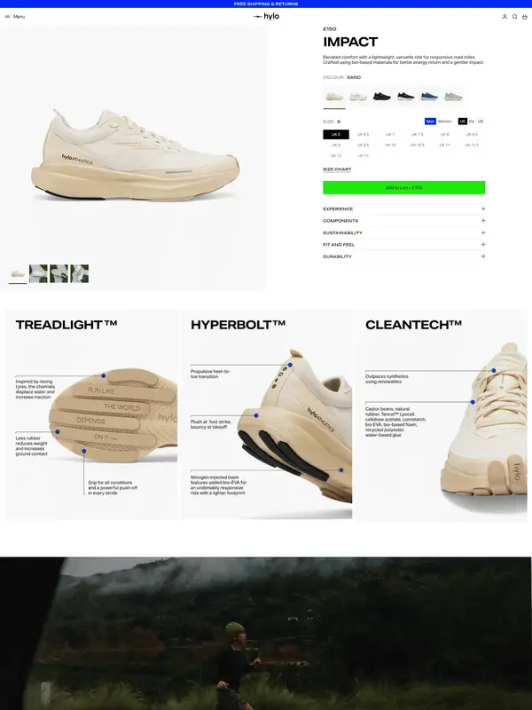 Продукт hylo athletics, тематика — Здоровье и фитнес, цвета — Белый, Черный, Серый, стиль — Минимализм, типографика — Без засечек