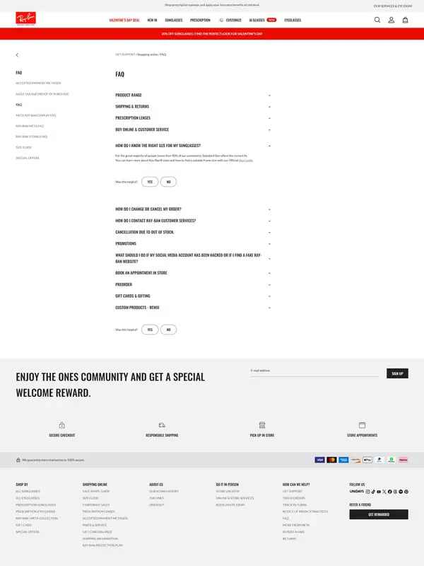 База знаний Ray-Ban, тематика — Одежда, цвета — Белый, Черный, стиль — Корпоративный, Минимализм, типографика — Без засечек