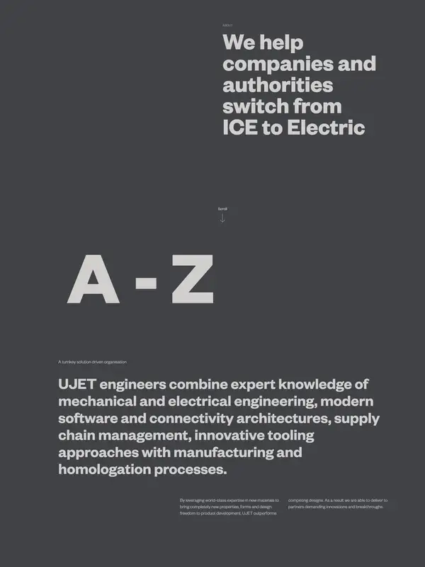 Страница о компании Ujet, тематика — IT и программное обеспечение, цвета — Черный, Серый, стиль — Корпоративный, Минимализм, типографика — Без засечек