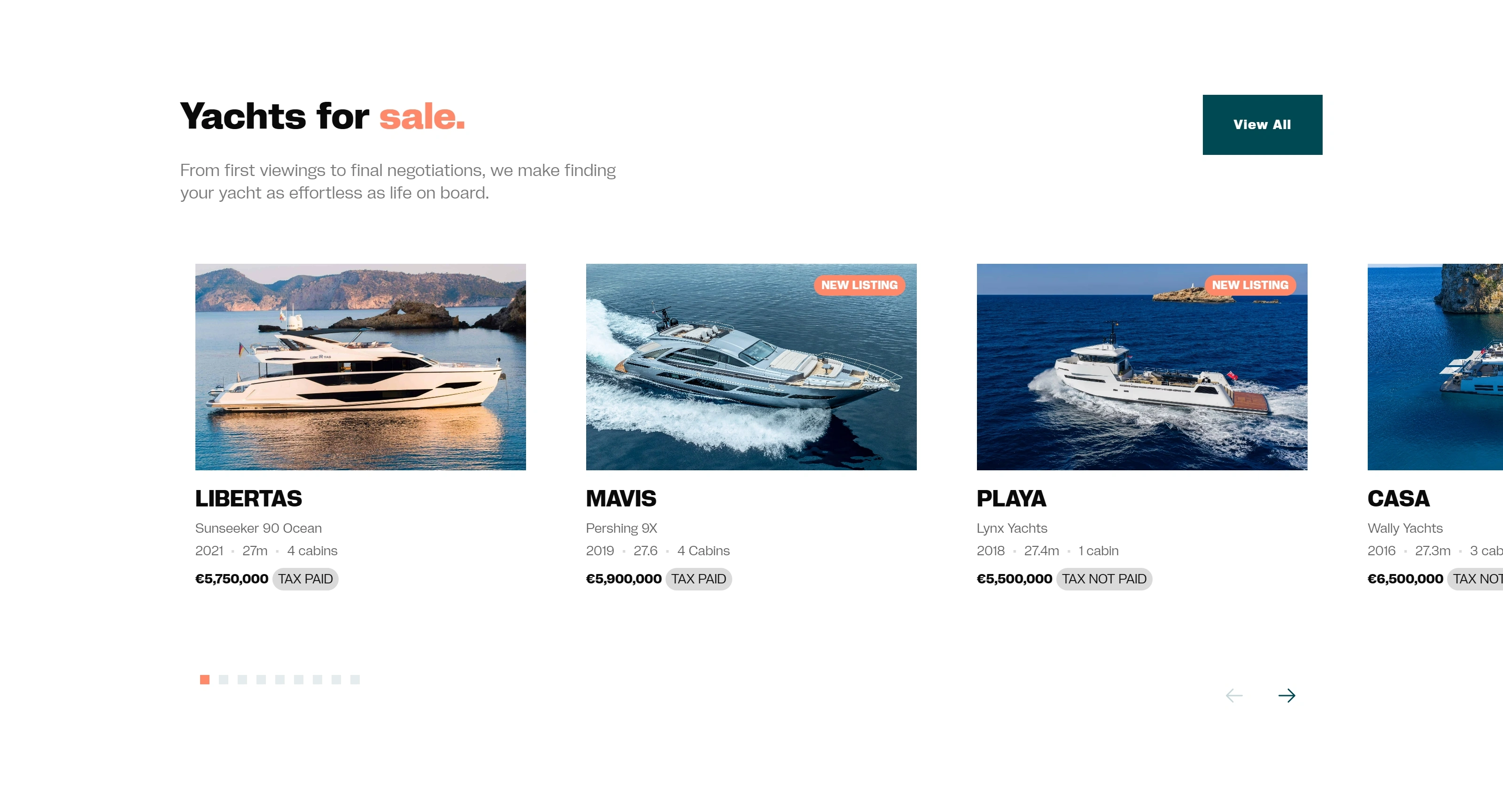 Brown's International Yachts Секция «Товары» с сайта https://www.browns-international.com/, тематика — Другое, цвета — Белый, Черный, Серый, стиль — Карточный, Минимализм, типографика — Без засечек