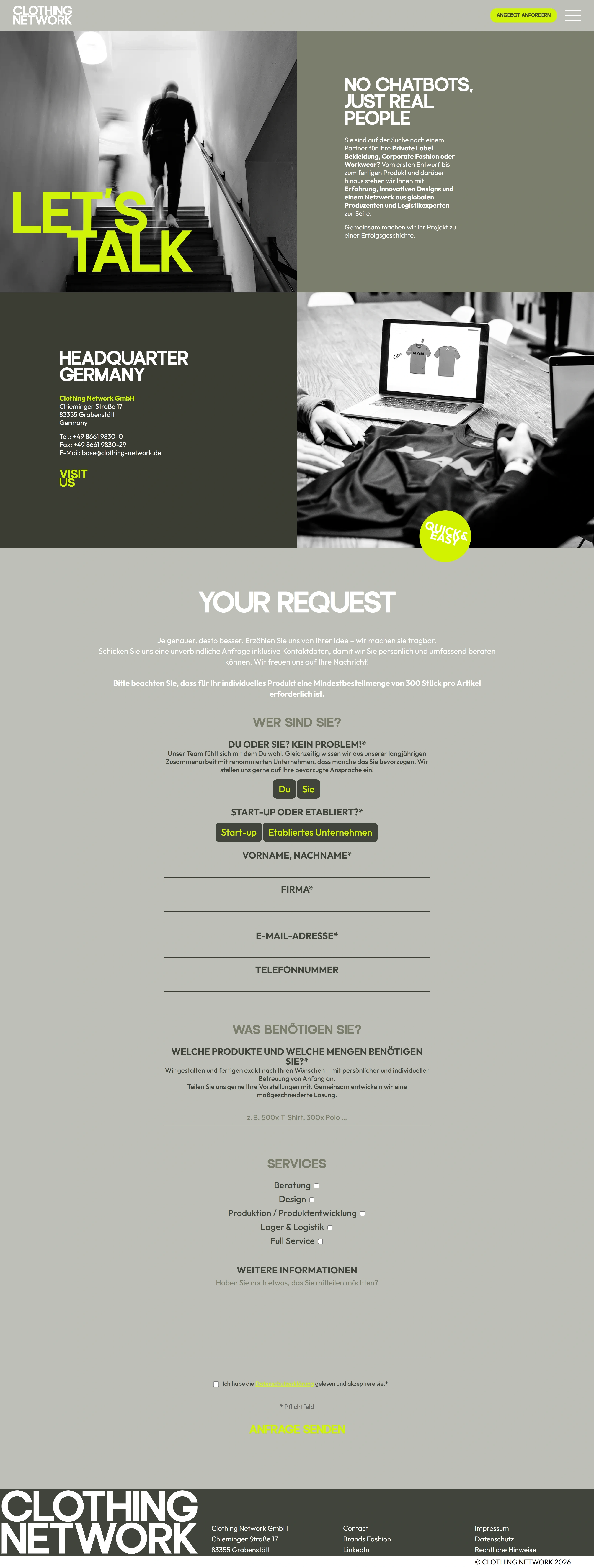 Private Label Textilien Контакты Private Label Textilien, тематика — Одежда, цвета — Белый, Черный, Серый, стиль — Корпоративный, типографика — Без засечек