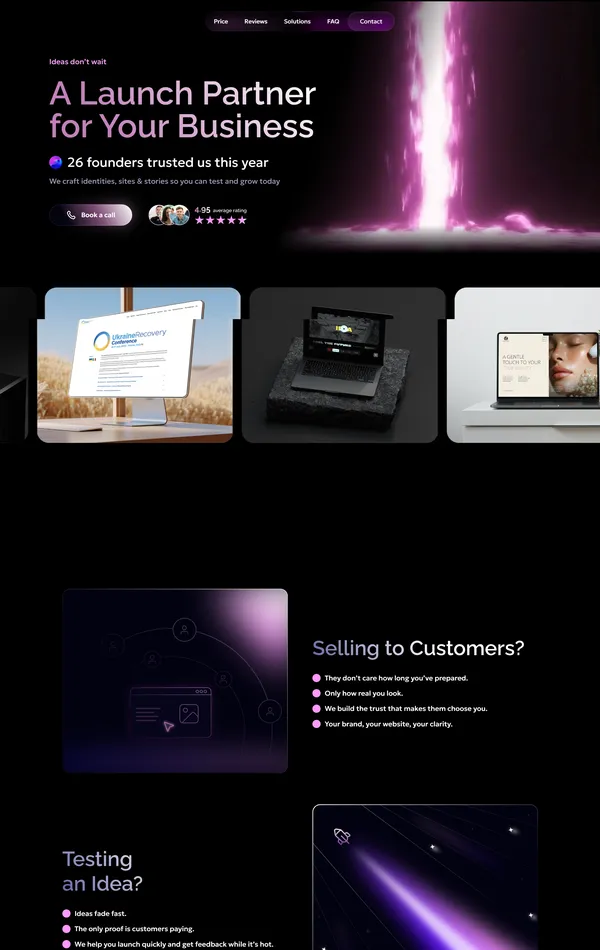 Лендинг Outflame, тематика — Бизнес и профессиональные услуги, цвета — Черный, стиль — Фестивальный, типографика — Без засечек