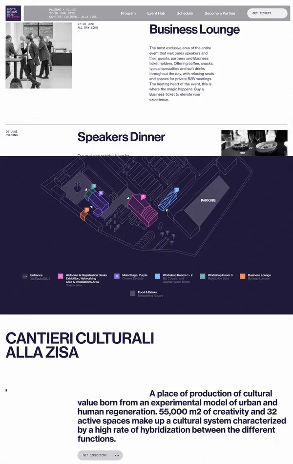 Страница о компании Digital Design Days, тематика — Мероприятия, цвета — Белый, Черный, Серый, стиль — Фестивальный, типографика — Без засечек