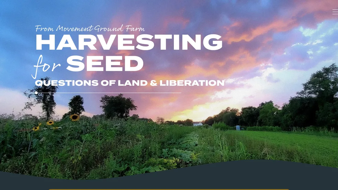 Секция «Первый экран» с сайта https://www.harvestingforseed.com/, тематика — Сельское хозяйство, цвета — Белый, Черный, Серый, стиль — Типографика, типографика — Без засечек, Рукописные