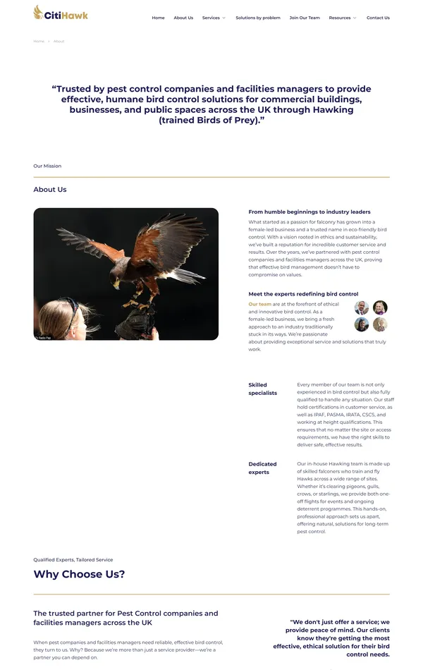 Страница о компании Citihawk, тематика — Бизнес и профессиональные услуги, цвета — Белый, стиль — Корпоративный, типографика — Без засечек
