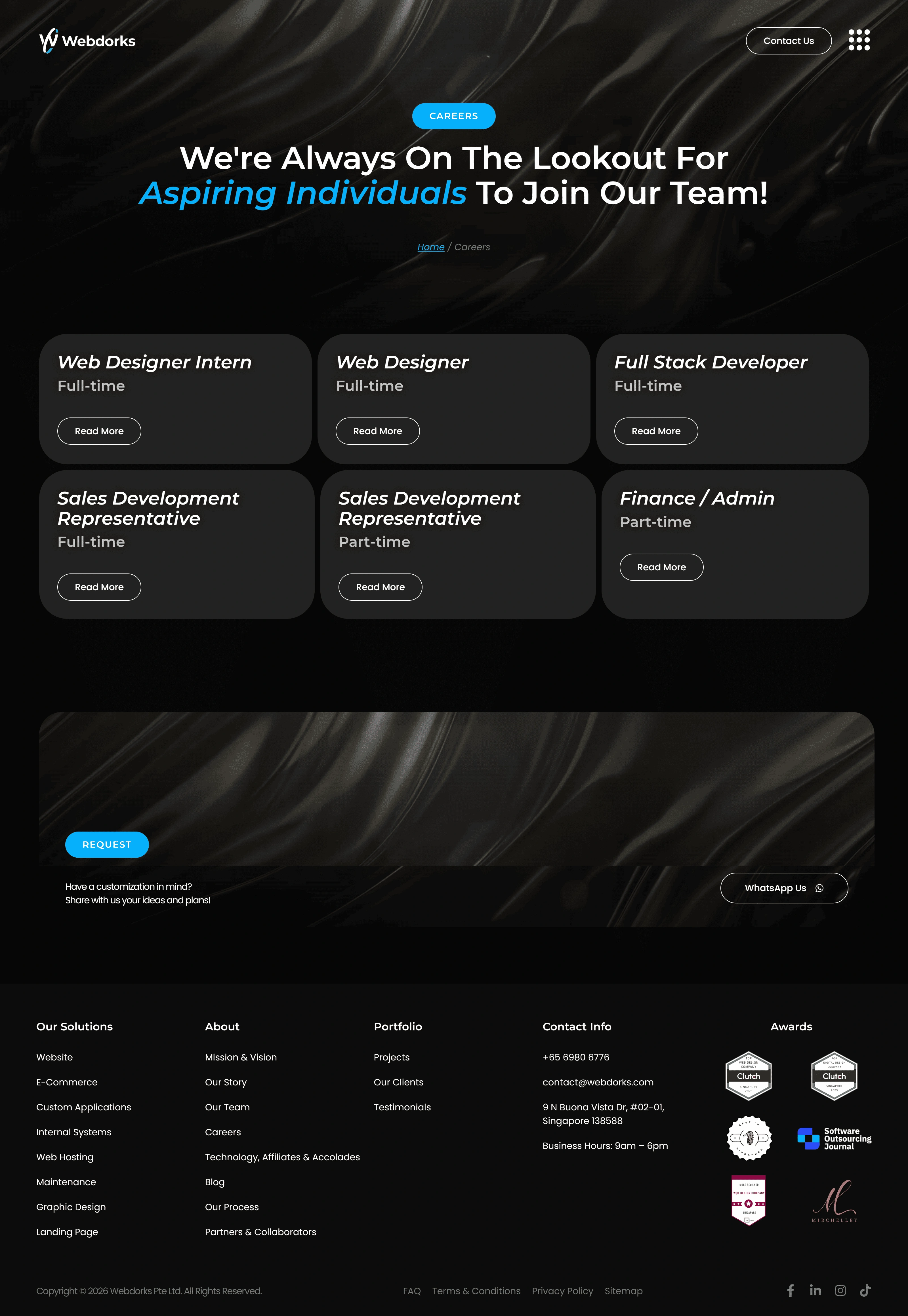 Web Design Agency Страница карьеры Web Design Agency, тематика — Агентство , цвета — Черный, стиль — Корпоративный, Карточный, Минимализм, типографика — Без засечек