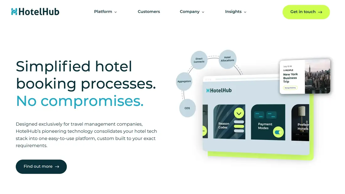 Секция «Призыв к действию» с сайта https://www.hotelhub.com/, тематика — Путешествия и туризм, цвета — Белый, стиль — Корпоративный, типографика — Без засечек