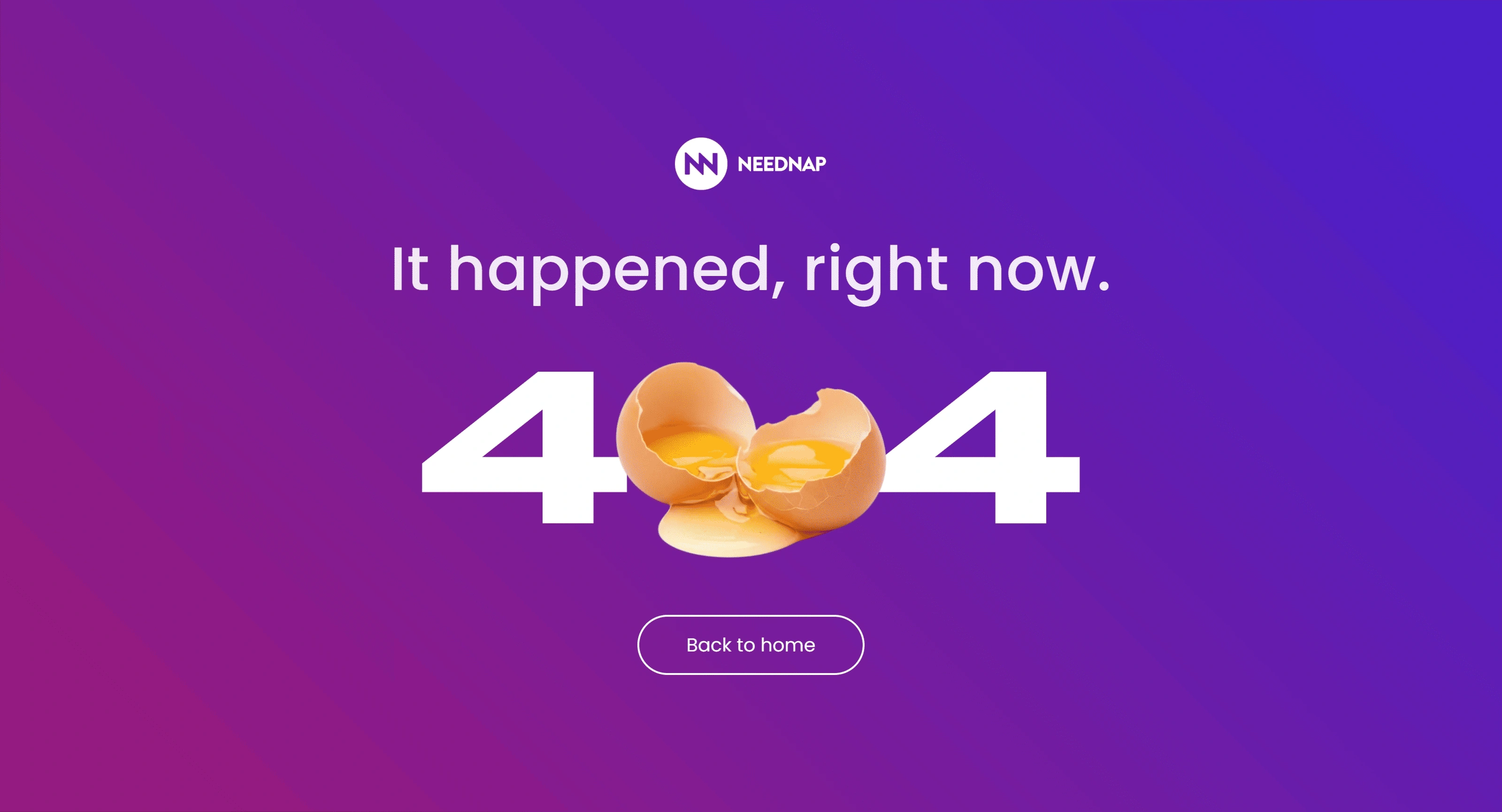 NeedNap 404-страница NeedNap, тематика — IT и программное обеспечение, цвета — Фиолетовый, стиль — Минимализм, типографика — Без засечек, Декоративные