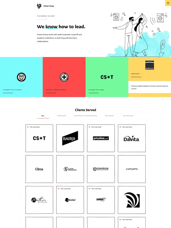 Портфолио Usman Group, тематика — Агентство , цвета — Белый, стиль — Корпоративный, Карточный, типографика — Без засечек, Декоративные