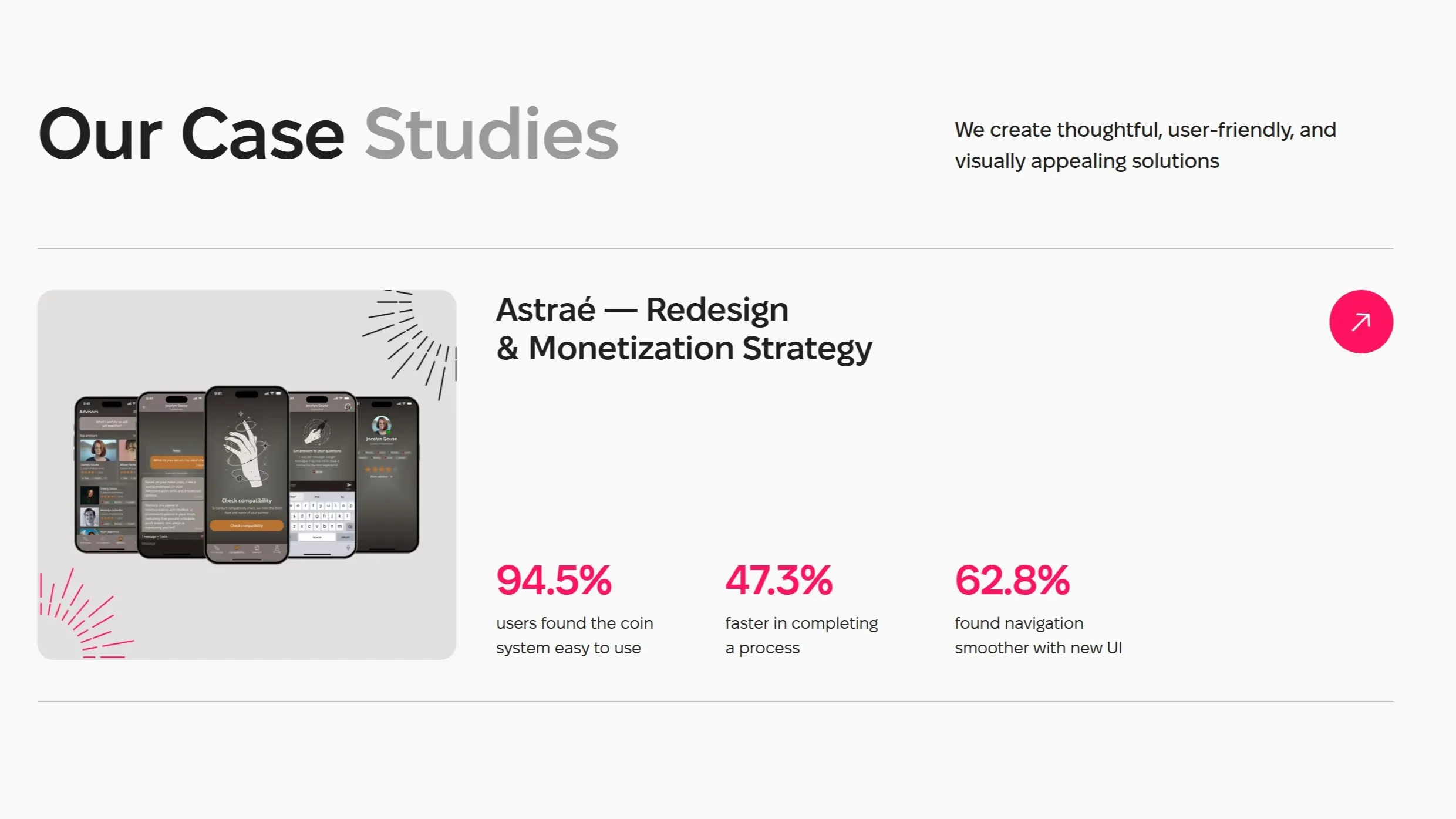 Formio Секция «Кейсы» с сайта https://www.formiodesign.com/, тематика — Дизайн, цвета — Белый, стиль — Корпоративный, Минимализм, типографика — Без засечек