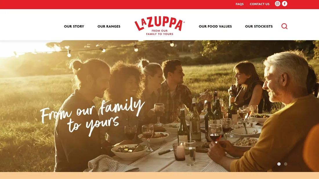 Секция «Первый экран» с сайта https://www.lazuppa.com.au/, тематика — Еда и напитки, цвета — Белый, Серый, Желтый, Коричневый, стиль — Корпоративный, типографика — Рукописные, Без засечек