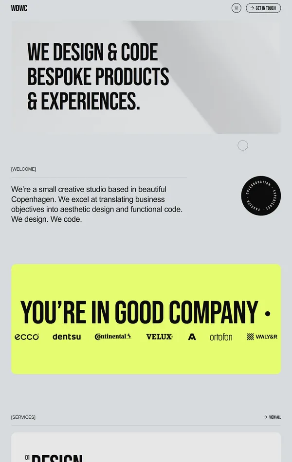 Главная WDWC, тематика — Дизайн, цвета — Белый, Черный, Серый, стиль — Корпоративный, Минимализм, Типографика, типографика — Без засечек