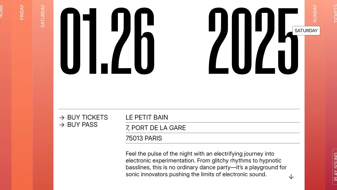 Секция «Первый экран» с сайта https://otonove.studiokhi.com/, тематика — Мероприятия, цвета — Белый, Красный, Розовый, стиль — Минимализм, Брутализм, типографика — Без засечек