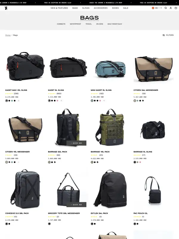 Каталог Chrome Industries, тематика — Одежда, цвета — Белый, Черный, Серый, стиль — Минимализм, типографика — Без засечек