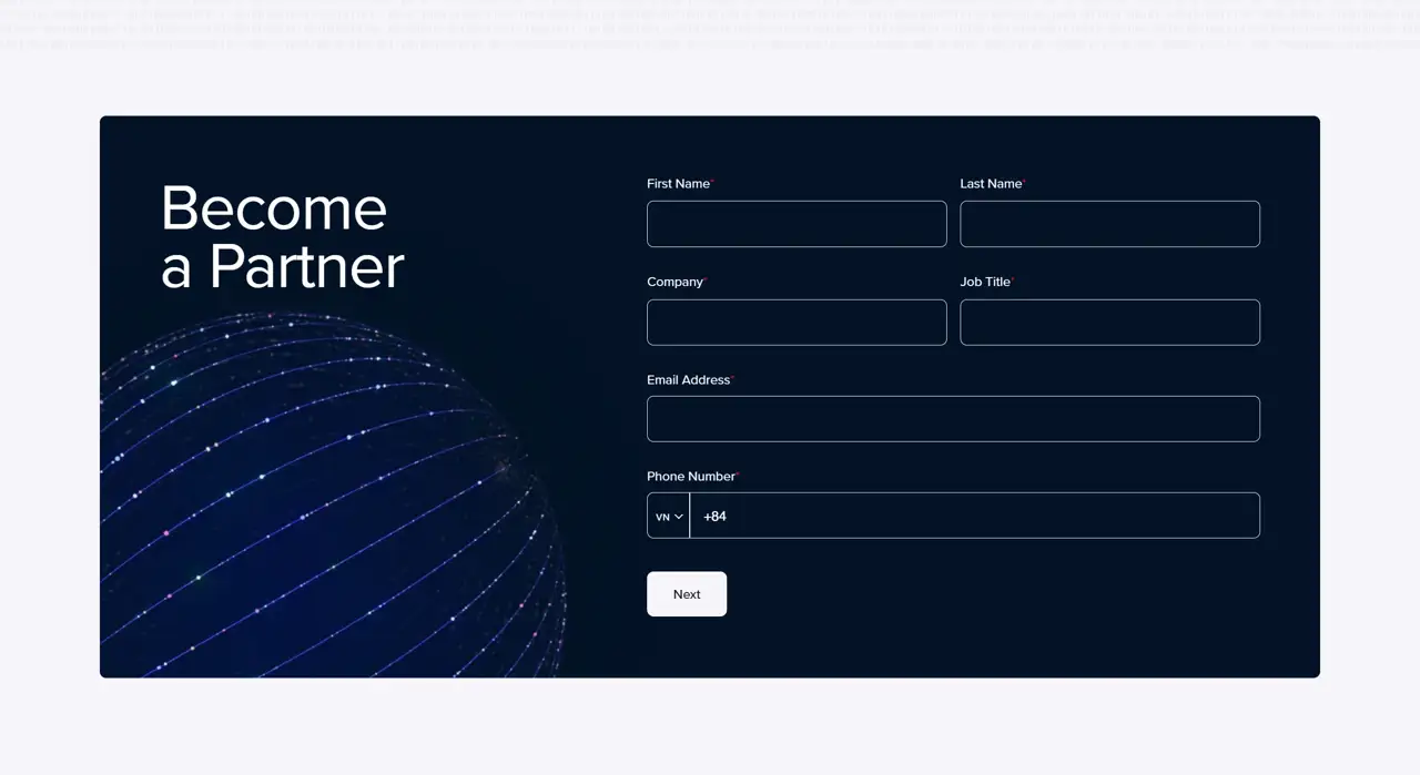 Секция «Форма» с сайта https://www.aciworldwide.com/, тематика — Финансы, цвета — Белый, Черный, стиль — Корпоративный, типографика — Без засечек