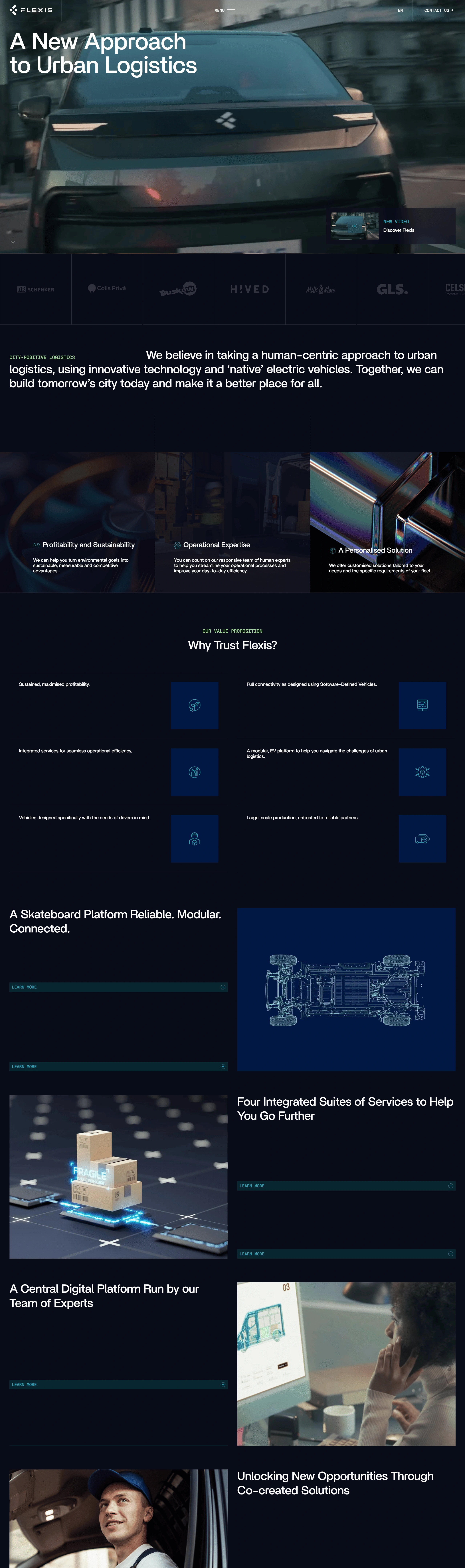 Flexis Лендинг Flexis, тематика — Логистика, цвета — Черный, стиль — Корпоративный, Минимализм, типографика — Без засечек