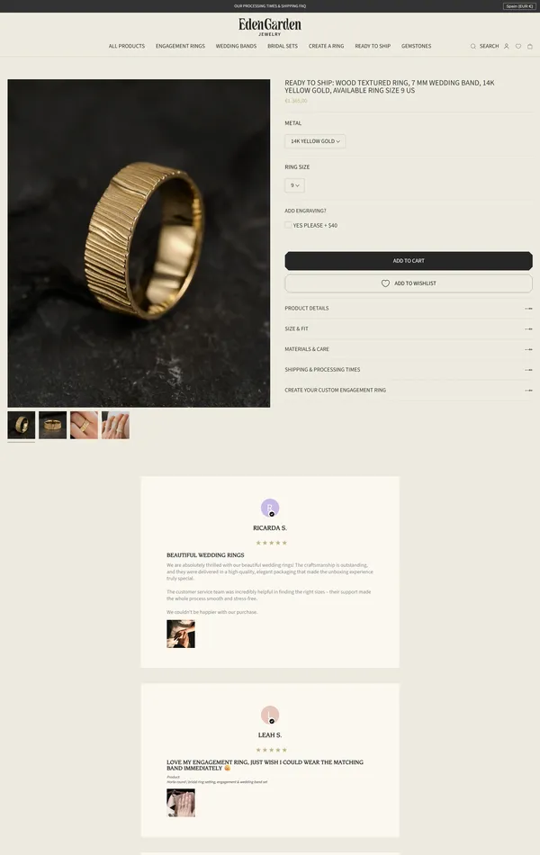 Продукт Eden Garden Jewelry, тематика — Интернет-магазин, цвета — Белый, Черный, стиль — Минимализм, типографика — Без засечек