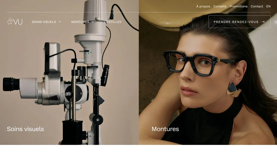 Секция «Первый экран» с сайта https://vu.ca/, тематика — Интернет-магазин, Здоровье и фитнес, цвета — Черный, Серый, Коричневый, стиль — Минимализм, типографика — Без засечек