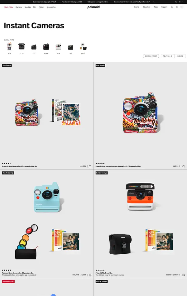 Каталог Polaroid, тематика — Интернет-магазин, цвета — Белый, стиль — Минимализм, типографика — Без засечек