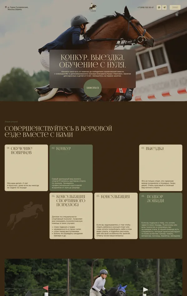 Лендинг L'Ride, тематика — Образование, цвета — Черный, Серый, Коричневый, стиль — Корпоративный, типографика — Без засечек