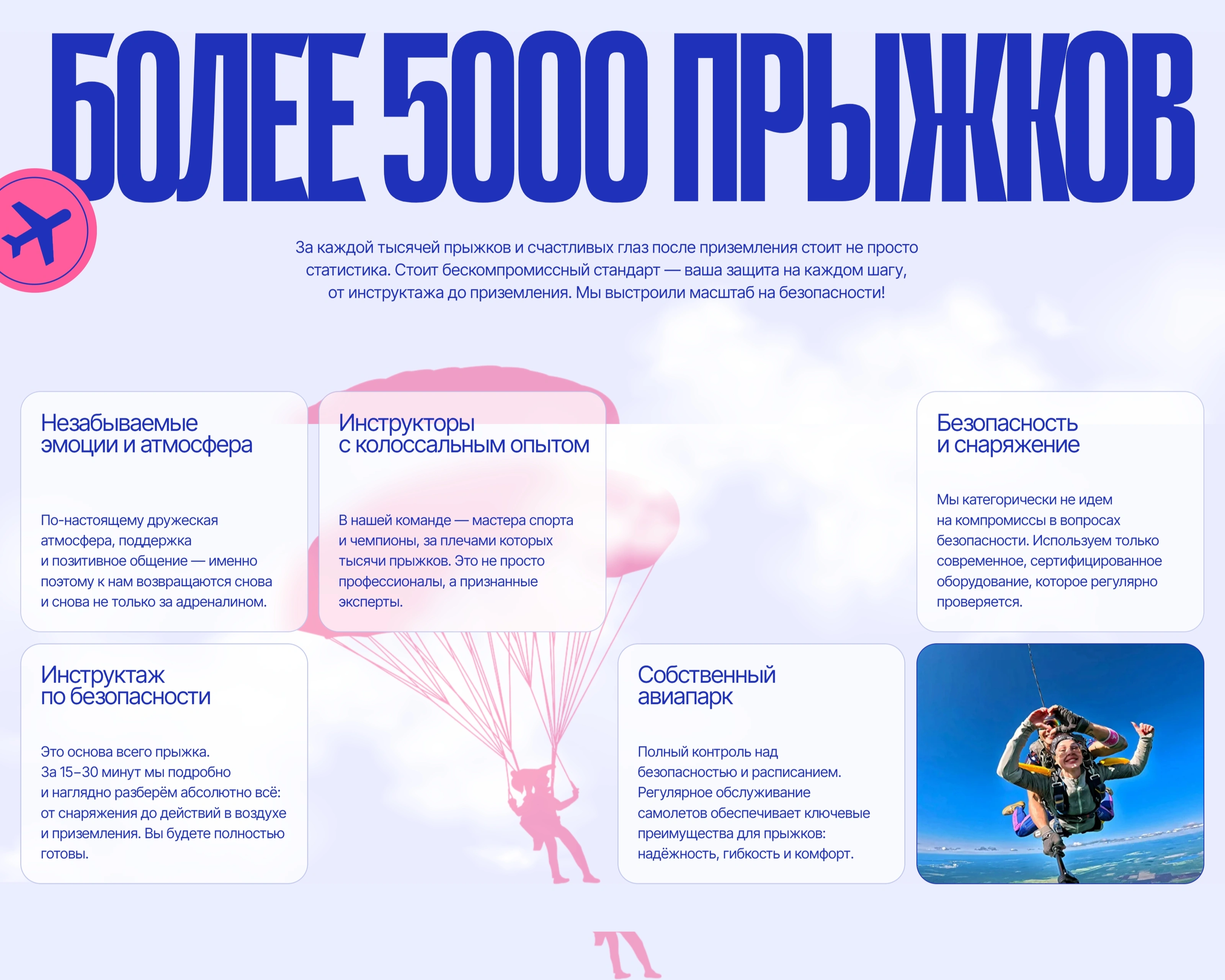 Куммолово Секция «Преимущества» с сайта https://kummolovo.ru/, тематика — Мероприятия, цвета — Белый, Синий, стиль — Корпоративный, Карточный, типографика — Без засечек, Декоративные