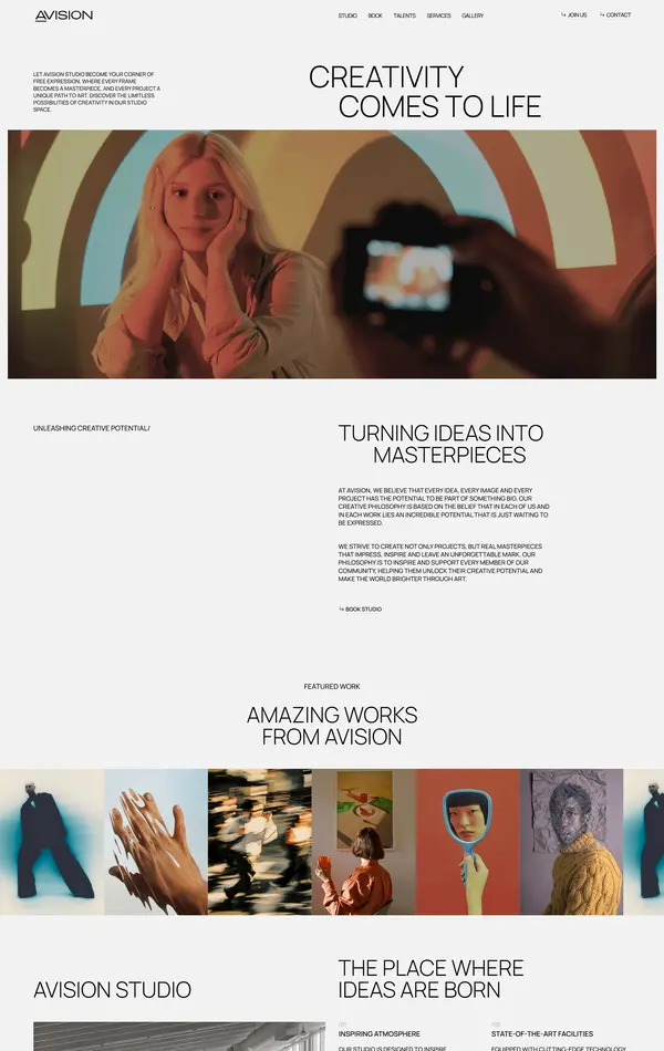 Портфолио Avision, тематика — Дизайн, цвета — Белый, Серый, стиль — Корпоративный, Минимализм, типографика — Без засечек