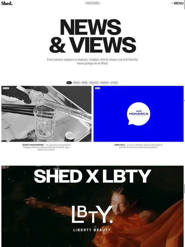 Новости Shed, тематика — Дизайн, цвета — Белый, Черный, Серый, стиль — Минимализм, Брутализм, типографика — Без засечек, Декоративные