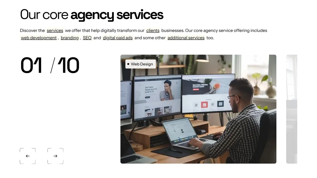 Секция «Услуги» с сайта https://www.modal.co.uk/, тематика — Бизнес и профессиональные услуги, Агентство , цвета — Белый, Серый, стиль — Корпоративный, Минимализм, типографика — Без засечек