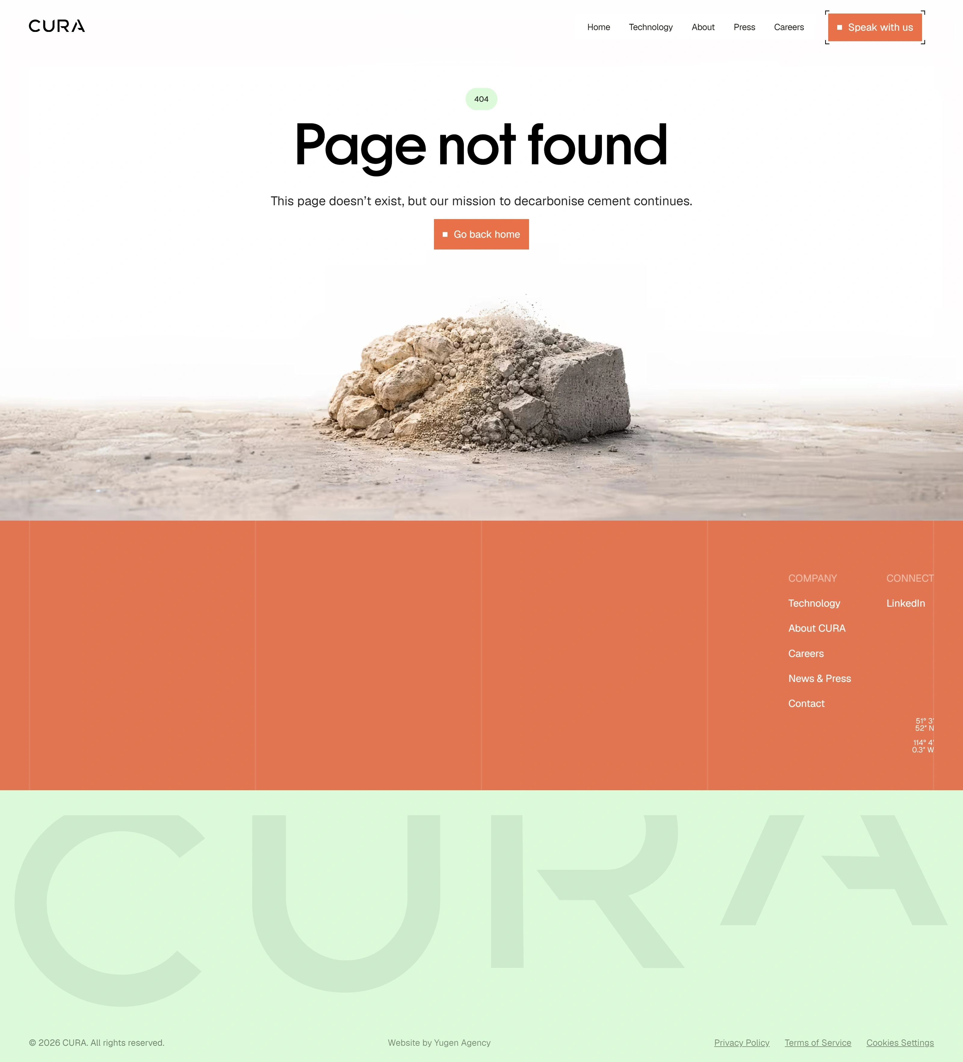 CURA Climate 404-страница CURA Climate, тематика — Другое, цвета — Белый, Красный, стиль — Корпоративный, Минимализм, типографика — Без засечек