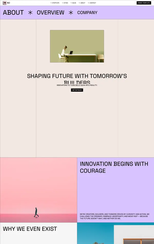 Страница о компании Innostart, тематика — Бизнес и профессиональные услуги, цвета — Белый, Серый, стиль — Минимализм, Типографика, типографика — Без засечек