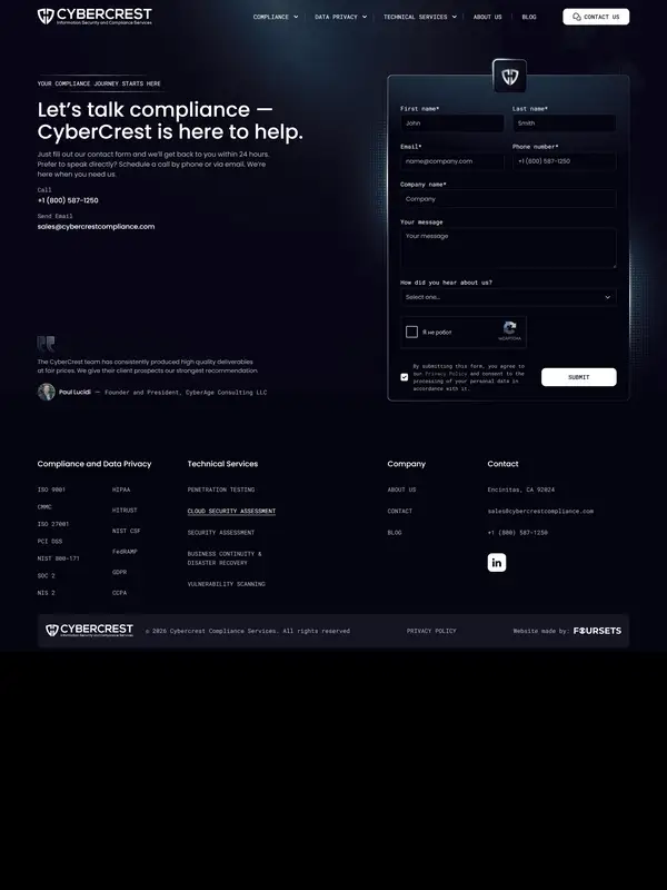 Контакты CyberCrest, тематика — IT и программное обеспечение, цвета — Черный, стиль — Корпоративный, Минимализм, типографика — Без засечек