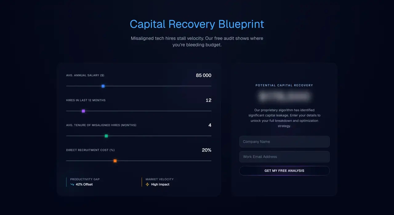 Секция «Форма» с сайта https://hqhr.com/#, тематика — HR, цвета — Черный, стиль — Корпоративный, Минимализм, типографика — Без засечек