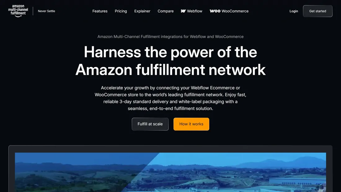 Секция «Первый экран» с сайта https://mcfconnect.com/, тематика — Интернет-магазин, Логистика, цвета — Черный, Синий, стиль — Корпоративный, Минимализм, типографика — Без засечек