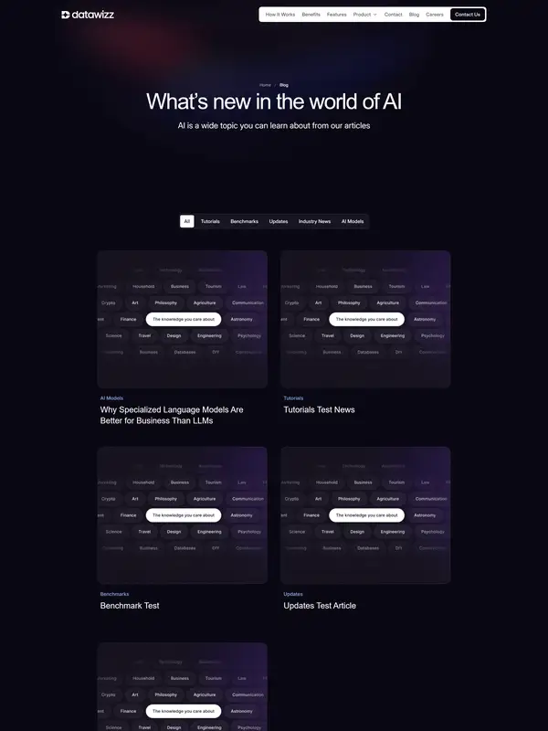 Блог Datawizz, тематика — SaaS, цвета — Черный, стиль — Корпоративный, Минимализм, типографика — Без засечек