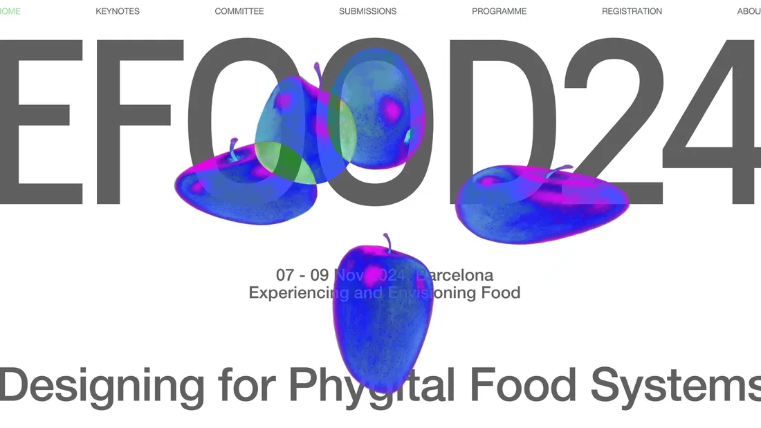 Секция «Первый экран» с сайта https://efood24.elisava.net/, тематика — Мероприятия, цвета — Белый, Серый, стиль — Фестивальный, Брутализм, типографика — Без засечек