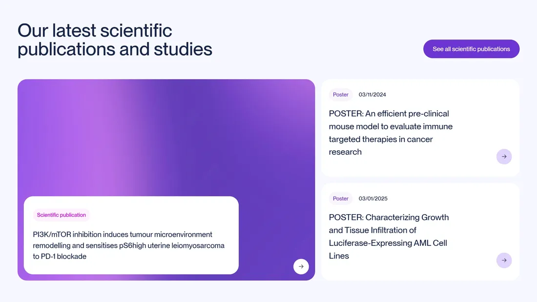 Секция «Контент» с сайта https://www.transcurebioservices.com/, тематика — Здоровье и фитнес, цвета — Белый, Фиолетовый, стиль — Корпоративный, Минимализм, типографика — Без засечек