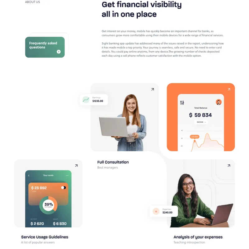 Секция «О компании» с сайта https://en.rainup.nl/, тематика — Финансы, цвета — Белый, стиль — Минимализм, типографика — Без засечек