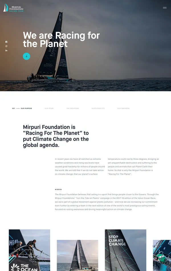 Главная Mirpuri Foundation, тематика — Некоммерческая деятельность, цвета — Белый, Черный, Серый, стиль — Корпоративный, типографика — Без засечек